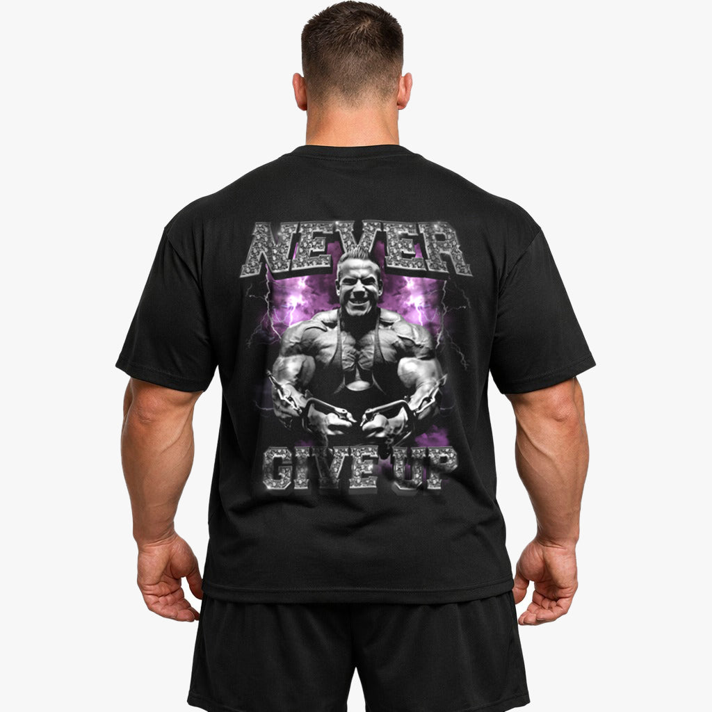 Never give up Oversized (Backprint) Shirt