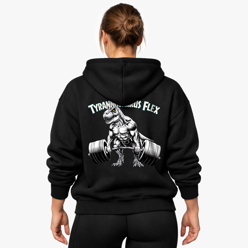 Sudadera con capucha extragrande Tyrannosaurus Flex (impresión trasera)